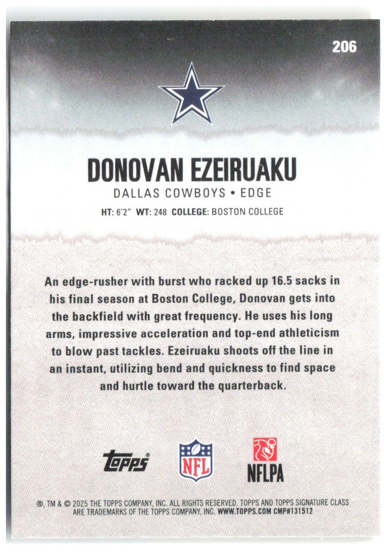 Donovan Ezeiruaku Topps Signature Class - Blue & Yellow 206 2025 Dallas Cowboys
