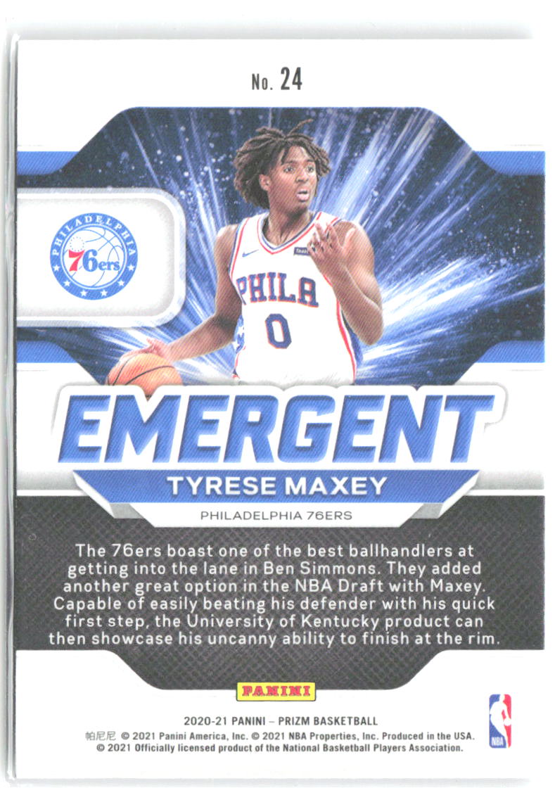 Tyrese Maxey Panini Prizm - Emergent 24 2020-21 Philadelphia 76ers