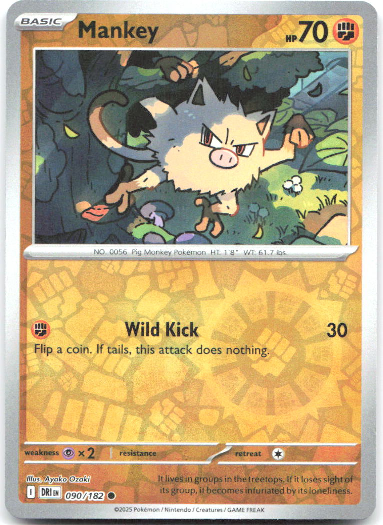 Mankey Reverse Holo Common SV10 Destined Rivals 090/182 NM Ayako Ozaki