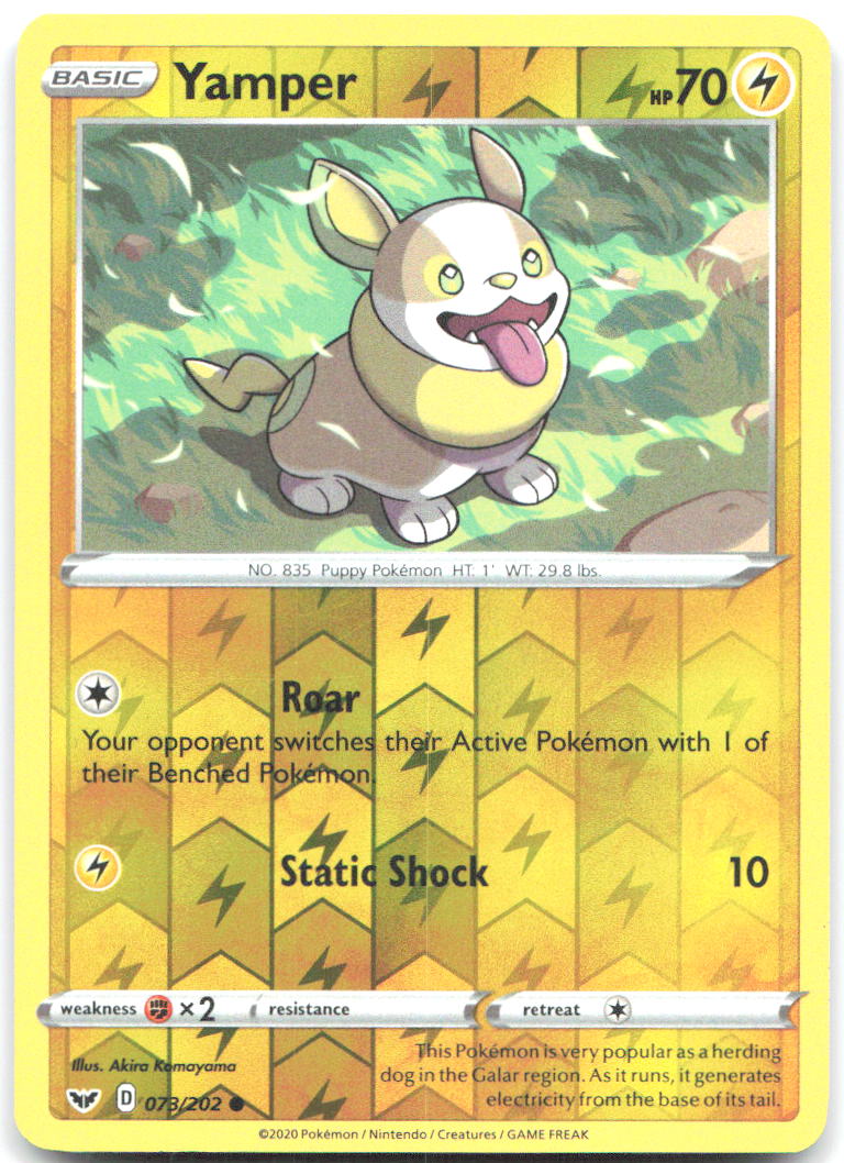 Yamper 073 Reverse Holo Common SWSH01 Sword & Shield Base Set 073/202 NM