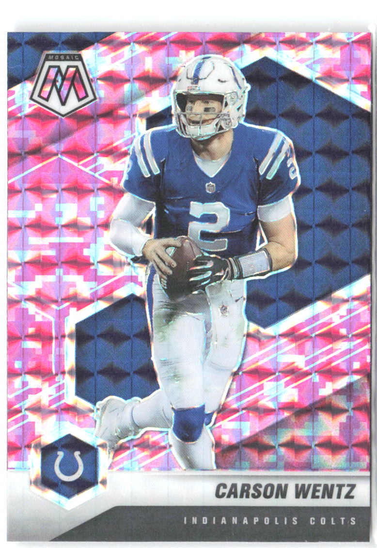 Carson Wentz Panini Mosaic - Prizm Camo Pink 90 2021 Indianapolis Colts