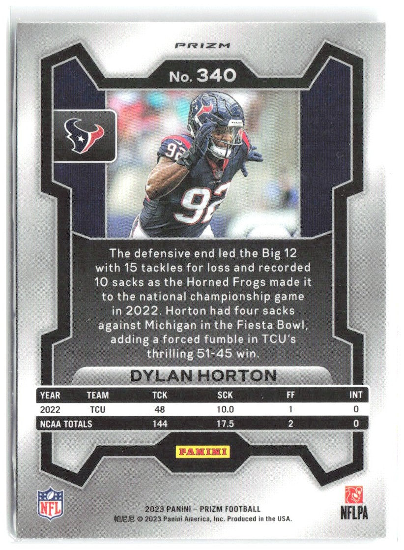 Dylan Horton Panini Prizm - Silver 340 2023 Houston Texans