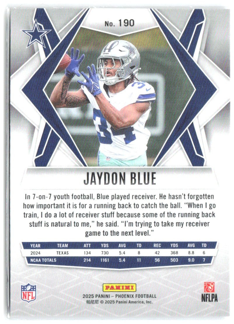 Jaydon Blue Panini Phoenix - Silver Pyramids Prizm 190 2025 Dallas Cowboys