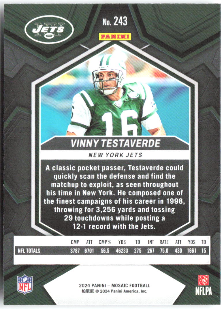 Vinny Testaverde Panini Mosaic 243 2024 New York Jets
