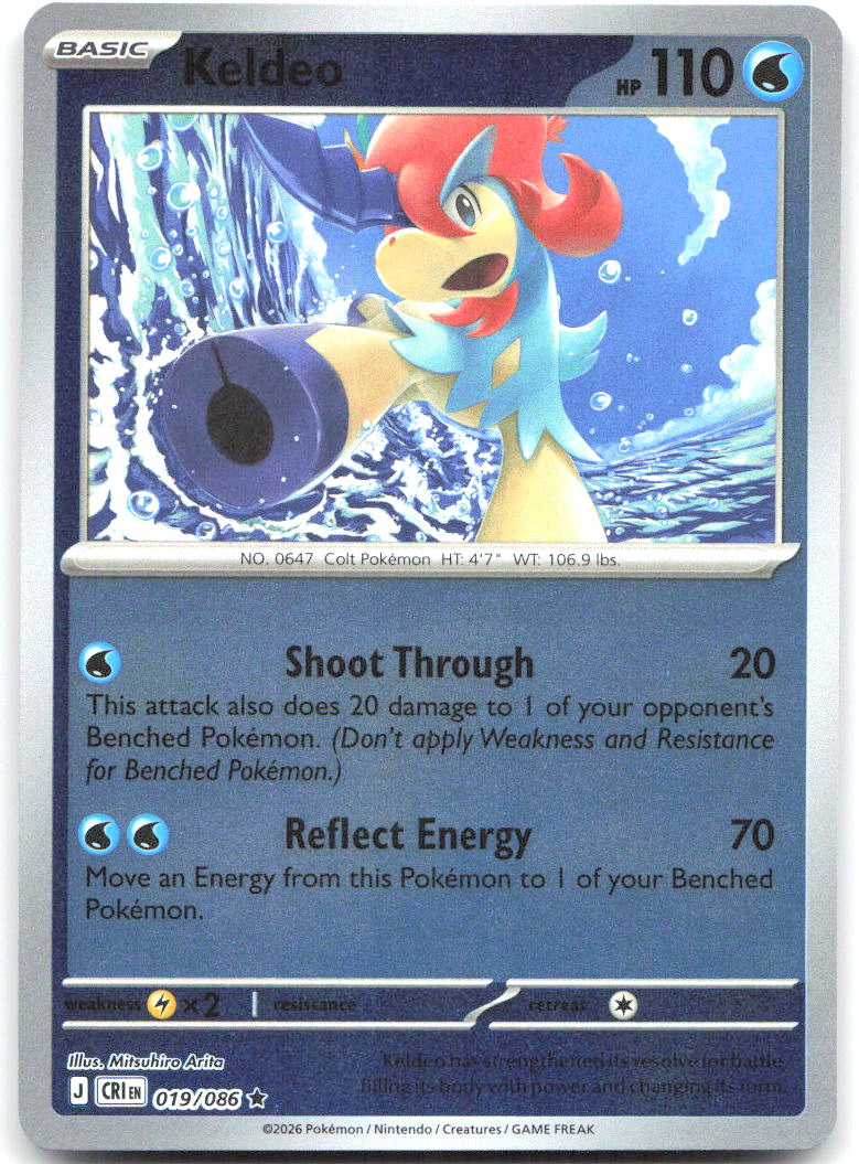 Keldeo Reverse Holo Rare ME04 Chaos Rising 019/086 NM Mitsuhiro Arita