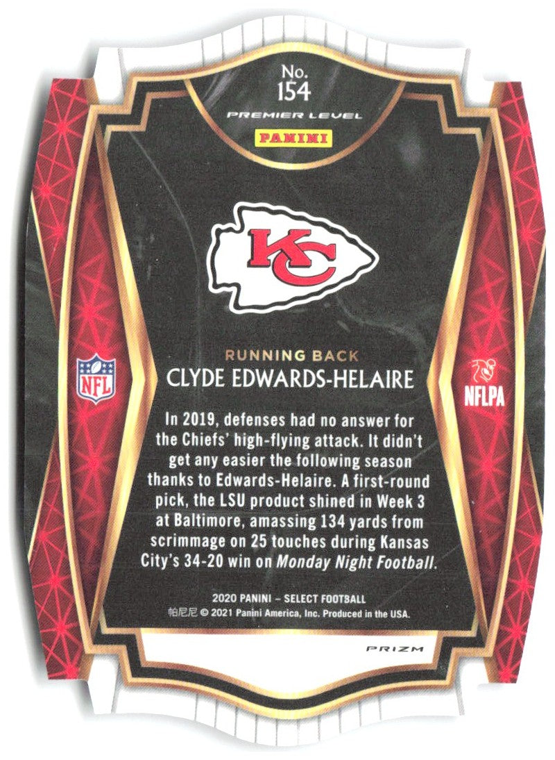 Clyde Edwards-Helaire Select - Purple Prizm Die Cut 154 2020 Kansas City Chiefs