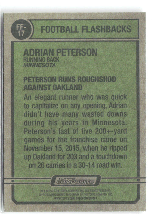 Adrian Peterson Topps Composite Football Flashbacks FF-17 2023 Minnesota Vikings