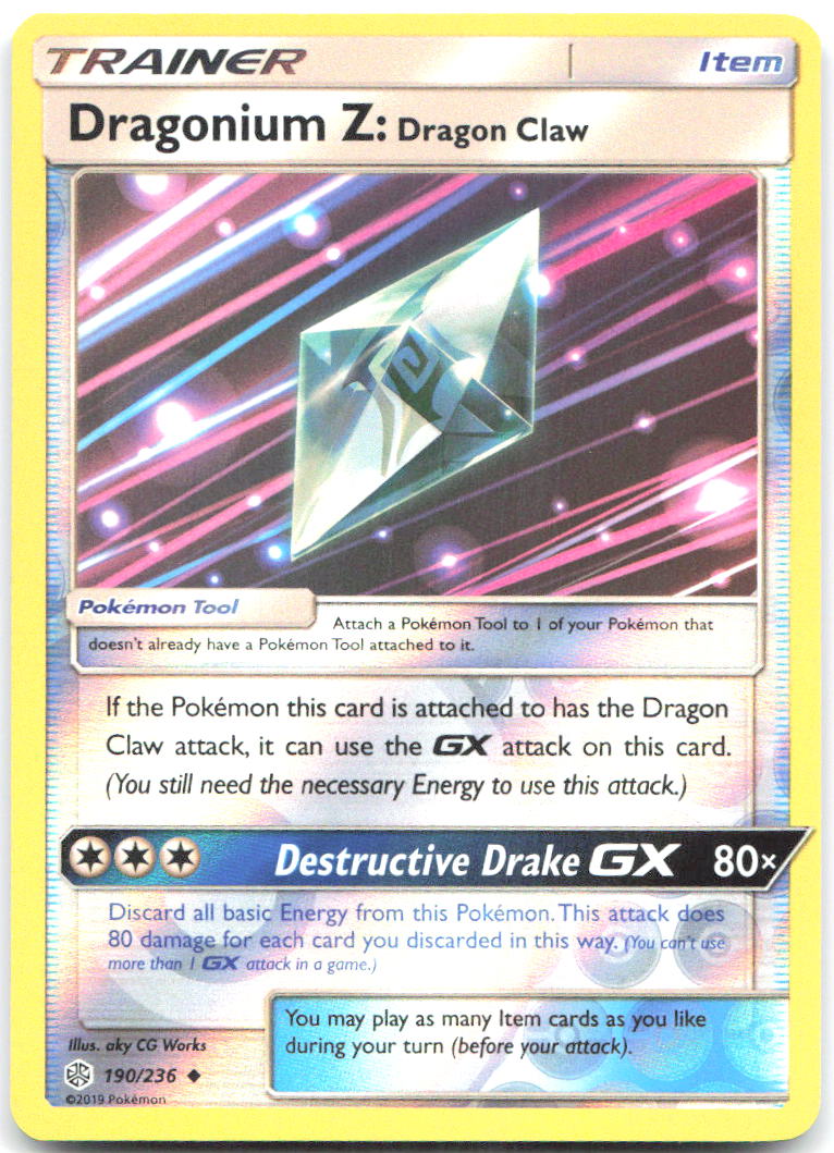 Dragonium Z Dragon Claw Reverse Holo SM Cosmic Eclipse 190/236 NM aky CG Works