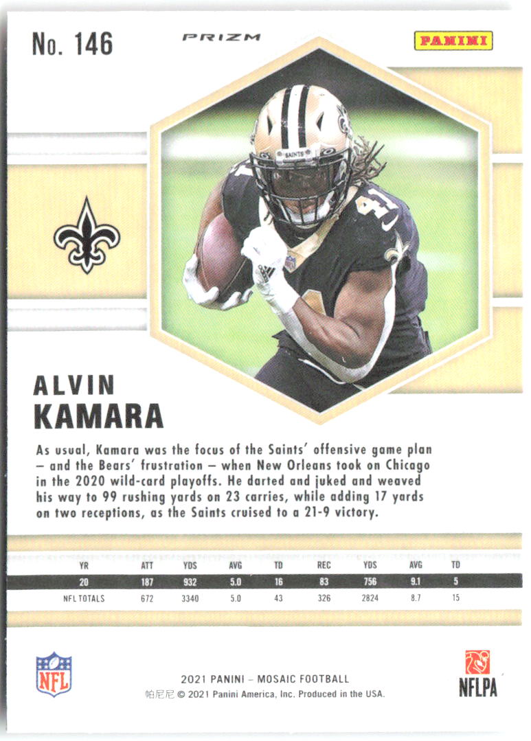 Alvin Kamara Prizm Reactive Orange Panini Mosaic - Prizm Reactive Orange 146 NM