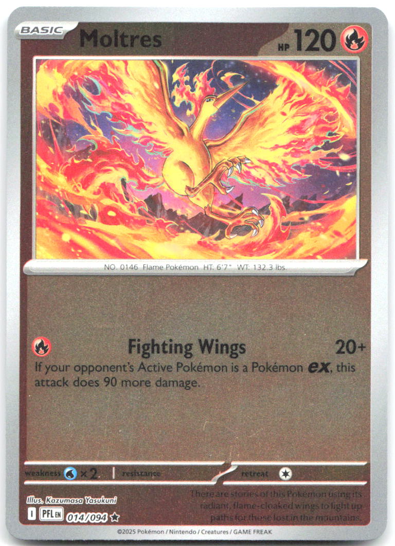 Moltres Reverse Holo Rare ME02: Phantasmal Flames 014/094 NM Kazumasa Yasukuni