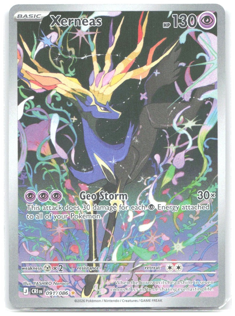 Xerneas Holo Illustration Rare ME04 Chaos Rising 091/086 NM YASHIRO Nanaco