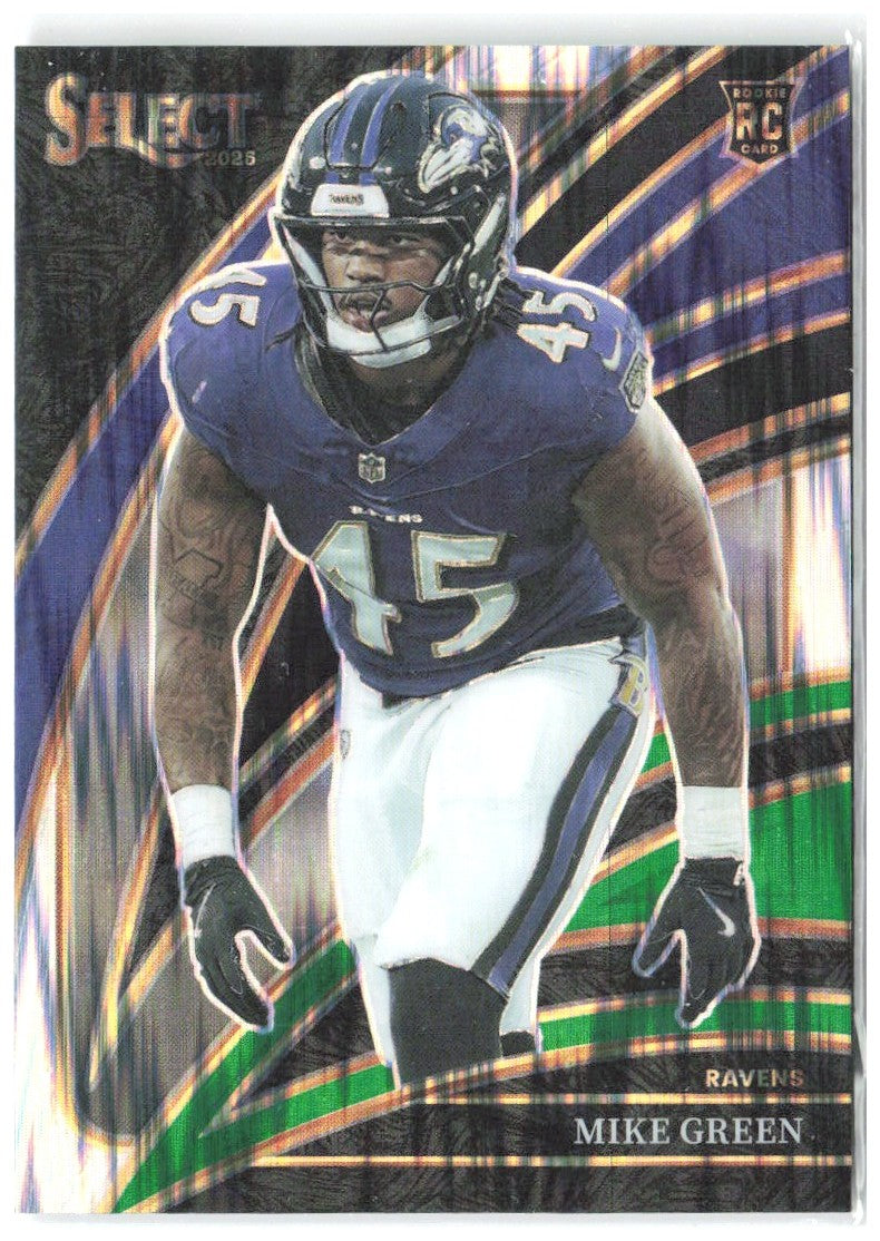 Mike Green Panini Select - Black and Green Prizm Shock 260 2025 Baltimore Ravens