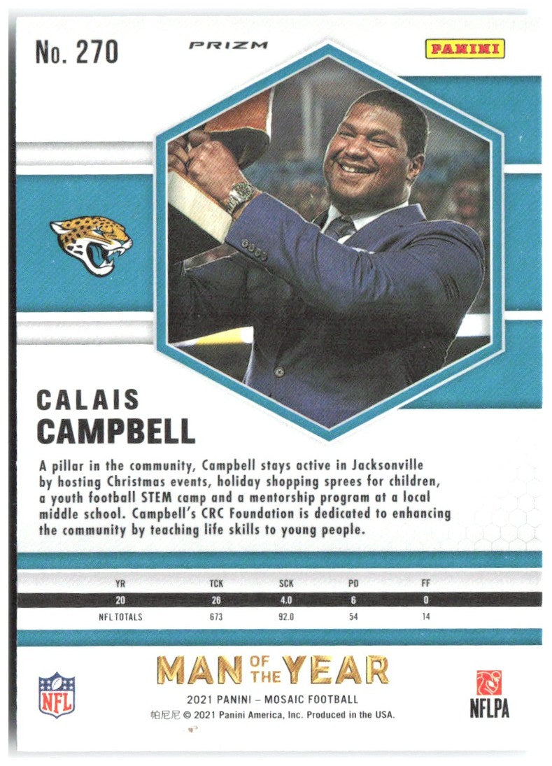 Calais Campbell Panini Mosaic - Prizm Silver 270 2021 Jacksonville Jaguars
