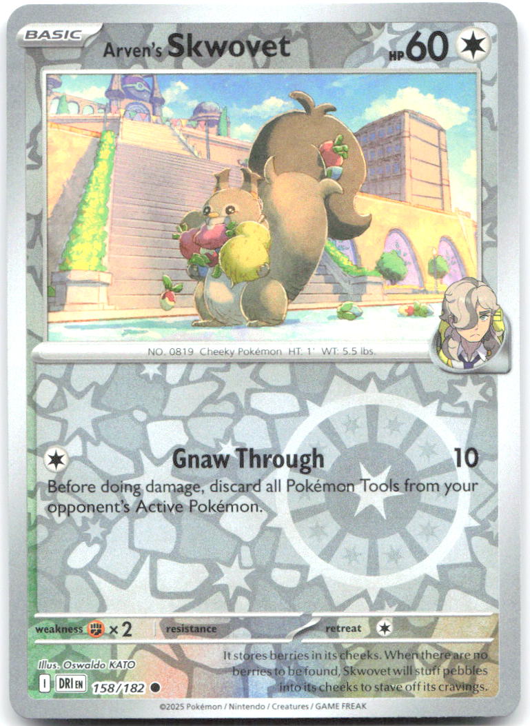 Arven's Skwovet Reverse Holo SV10 Destined Rivals 158/182 NM Studio Bora Inc