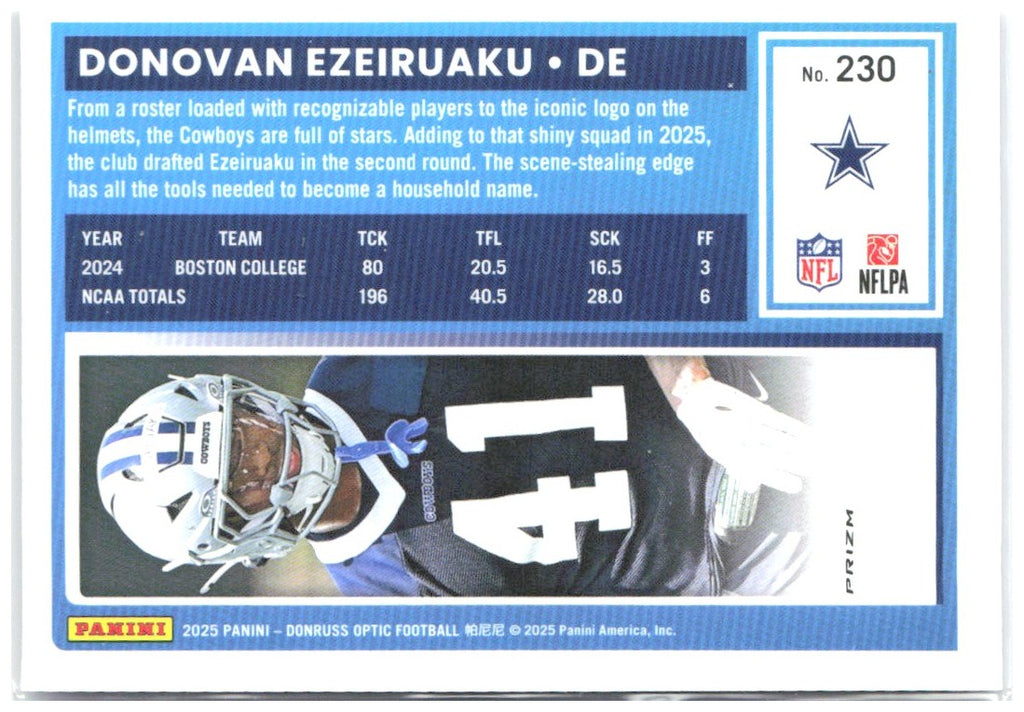 Donovan Ezeiruaku Donruss Optic - Purple Scope 230 2025 Dallas Cowboys