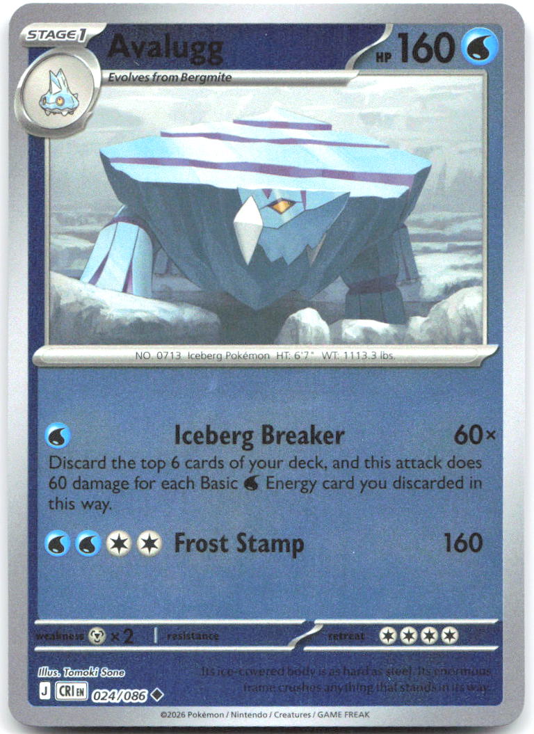 Avalugg Reverse Holo Uncommon ME04: Chaos Rising 024/086 NM Tomoki Sone