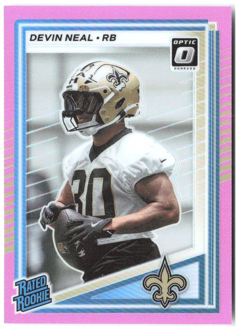 Devin Neal Donruss Optic Rated Rookies Preview Pink 359 2025 New Orleans Saints