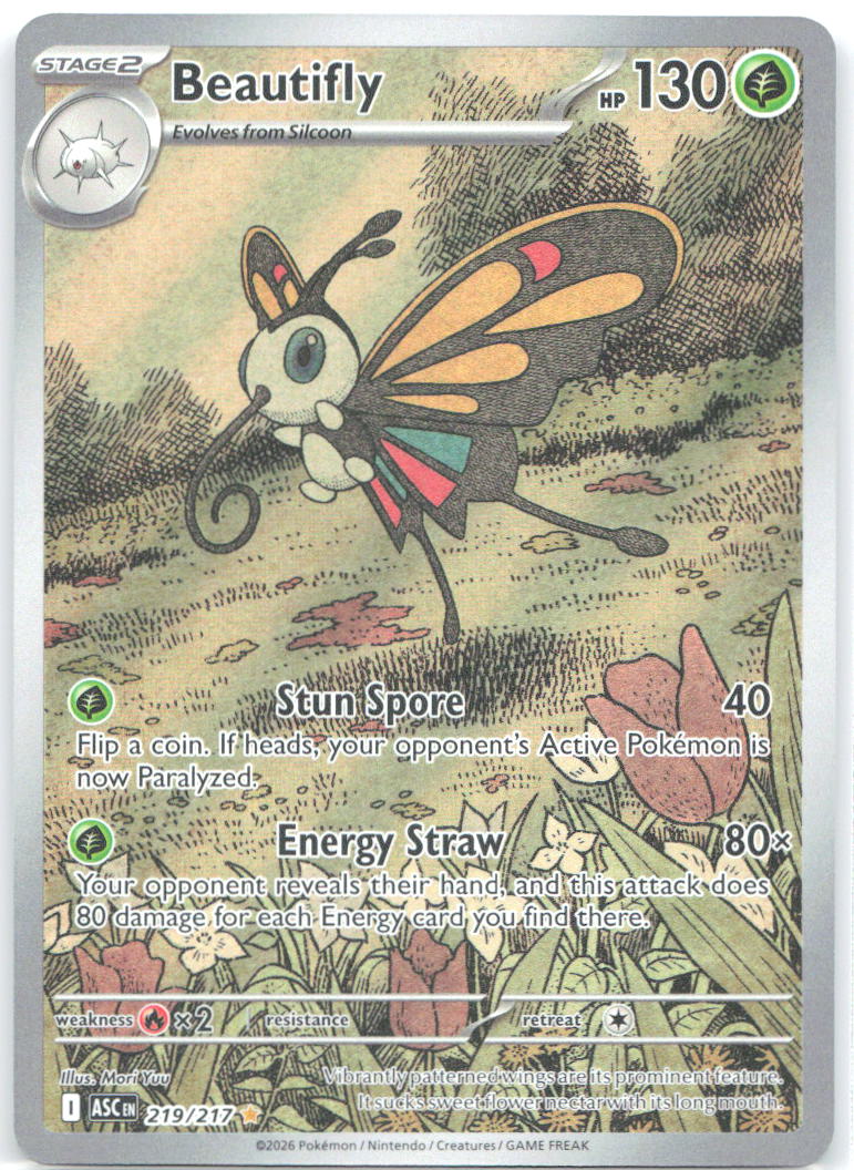 Beautifly 219 217 Holo Illustration Rare ME: Ascended Heroes 219/217 NM Mori Yuu
