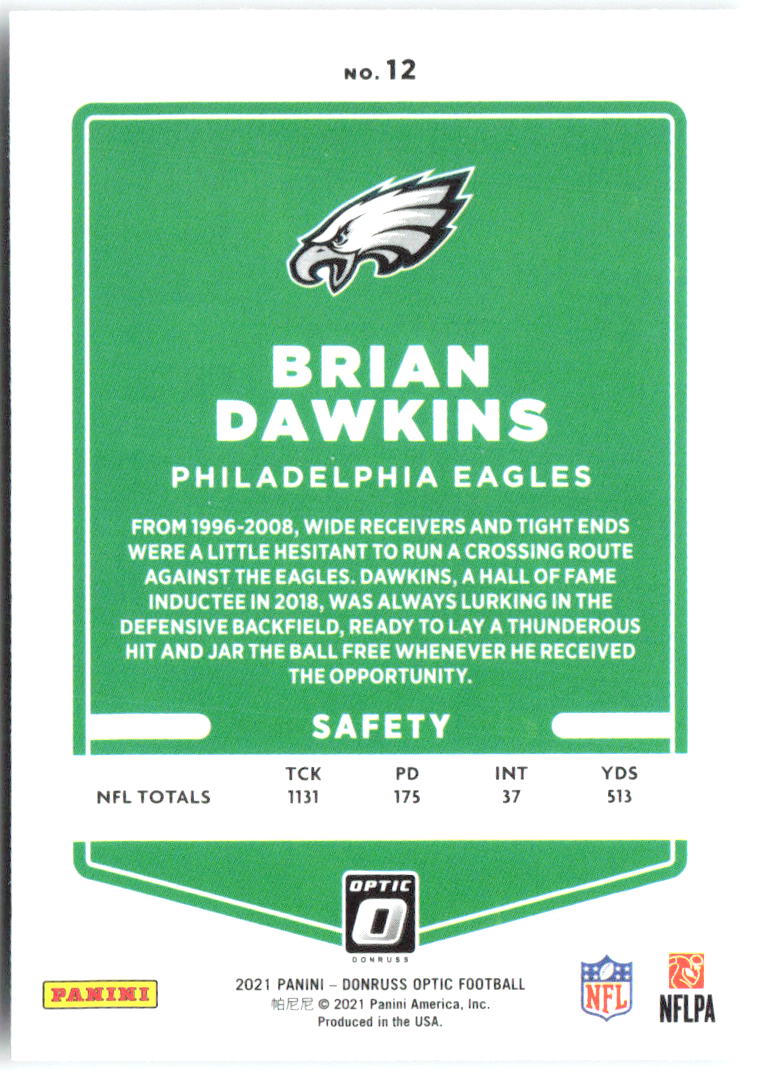 Brian Dawkins Donruss Optic 12 2021 Philadelphia Eagles