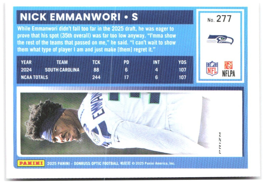 Nick Emmanwori Donruss Optic - Pink 277 2025 Seattle Seahawks