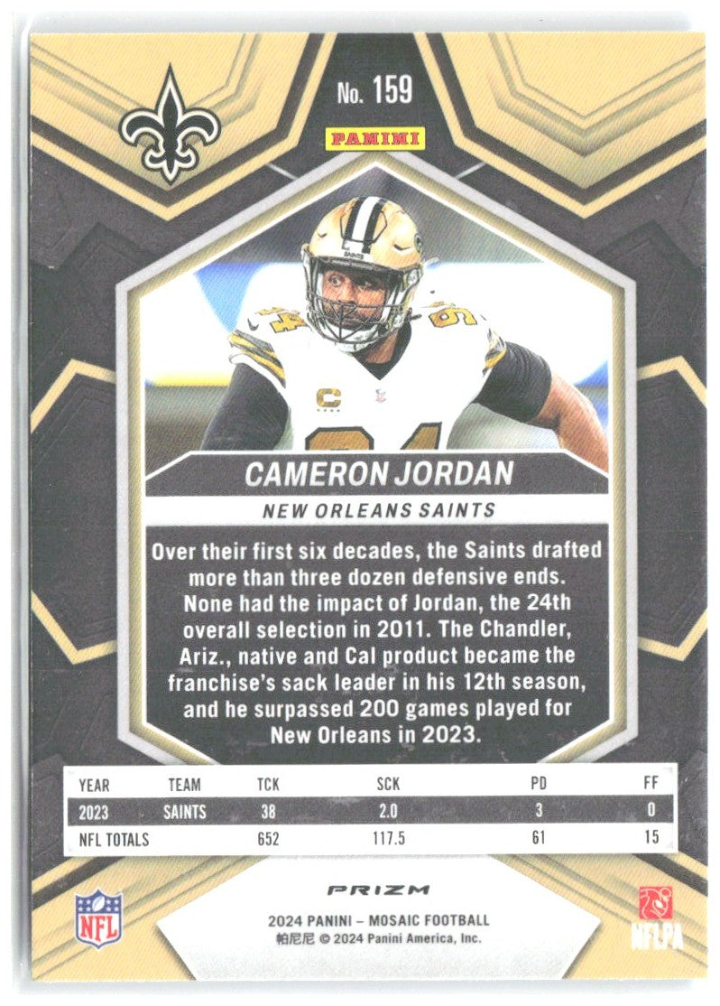 Cameron Jordan Panini Mosaic - Mosaic Reactive Blue 159 2024 New Orleans Saints