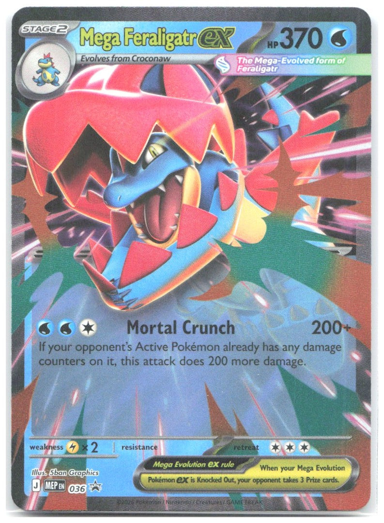 Mega Feraligatr ex Holo Promo ME Mega Evolution Promo 036 NM 5ban Graphics