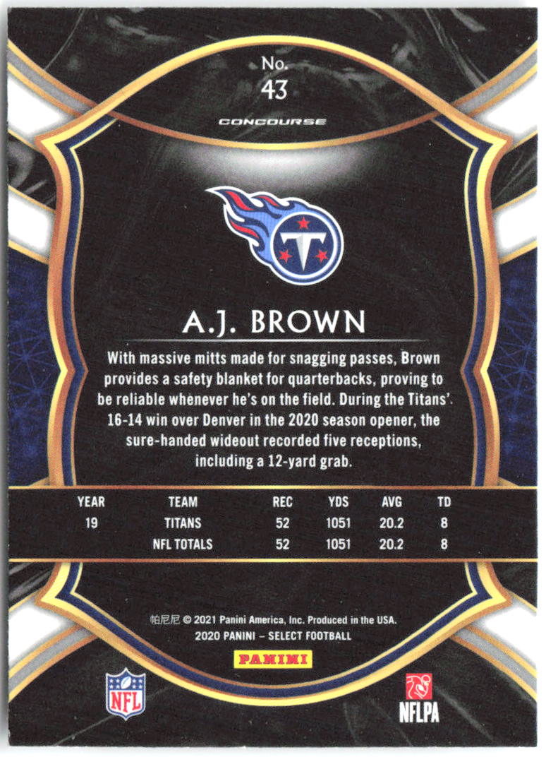 A.J. Brown Panini Select 43 2020 Tennessee Titans