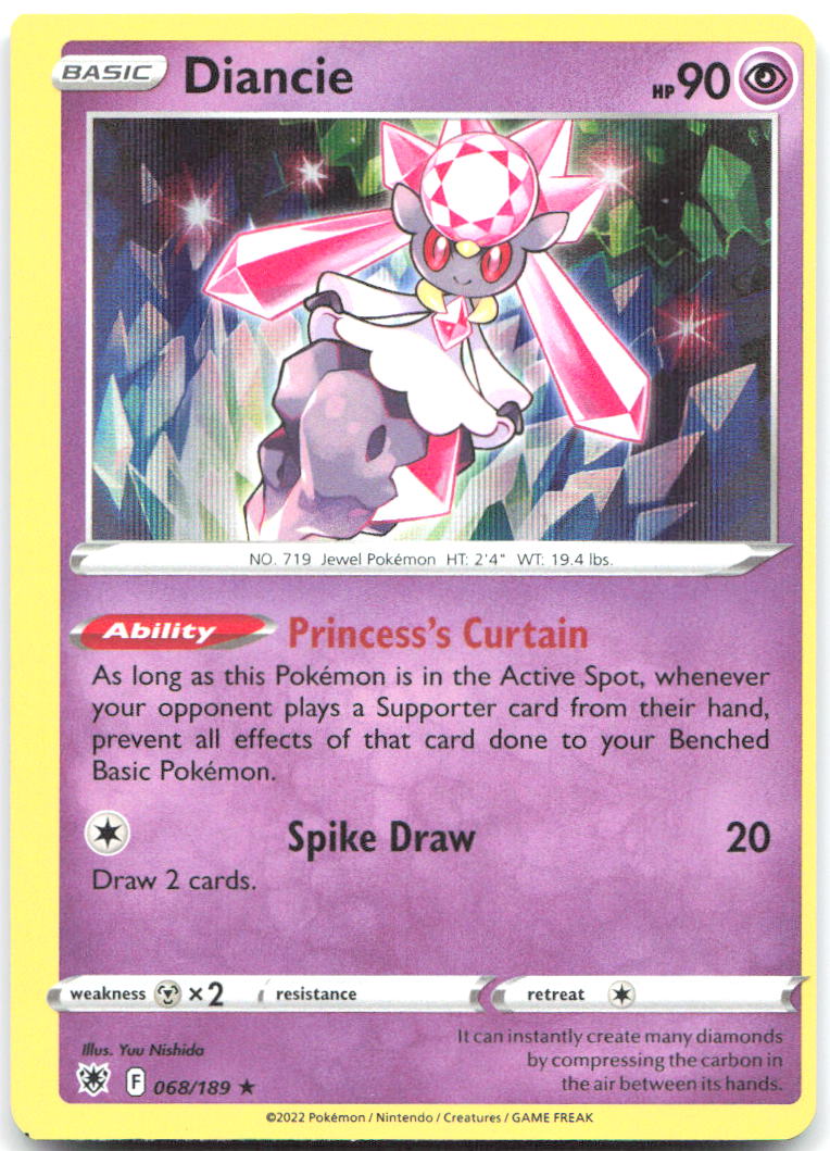 Diancie OFF CENTER ERROR Holo Rare SWSH10 Astral Radiance 068/189 NM Yuu Nishida