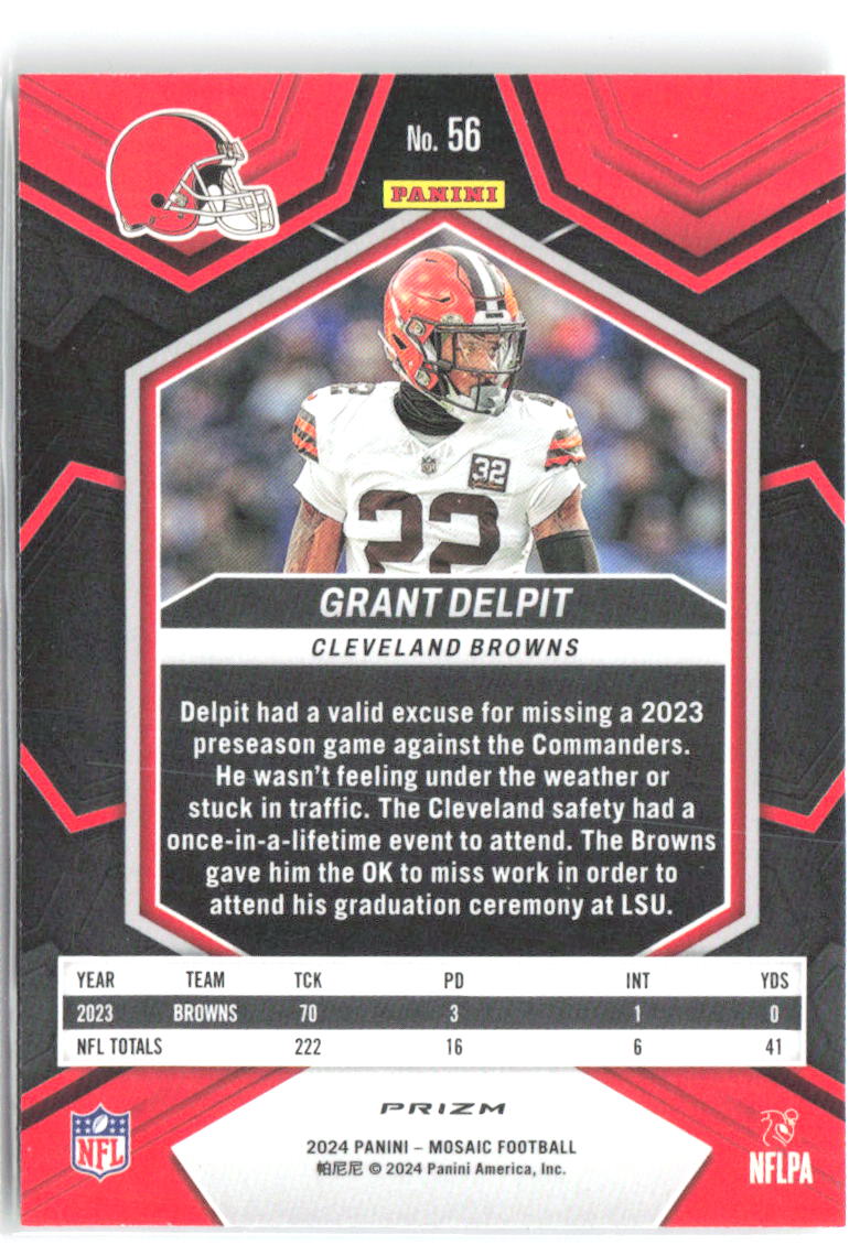 Grant Delpit Panini Mosaic - Mosaic 56 2024 Cleveland Browns