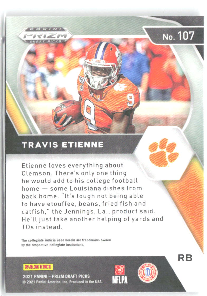 Travis Etienne Jr. Panini Prizm Draft Picks 107 2021 Clemson Tigers