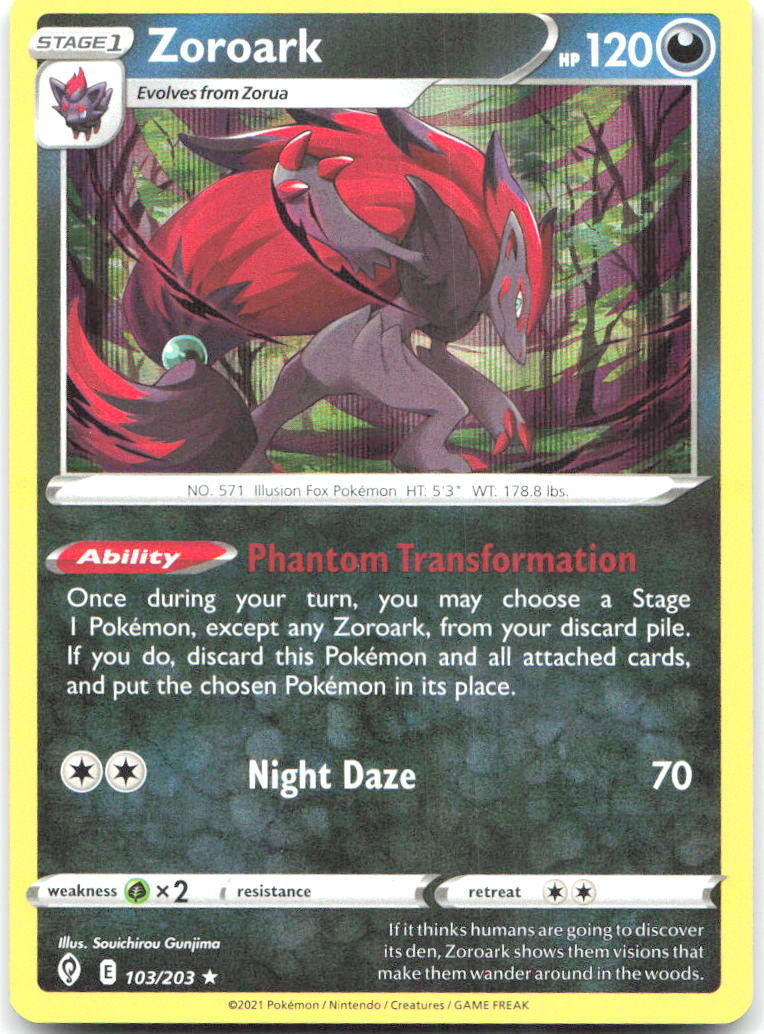 Zoroark Holo Rare SWSH07 Evolving Skies 103/203 NM Souichirou Gunjima
