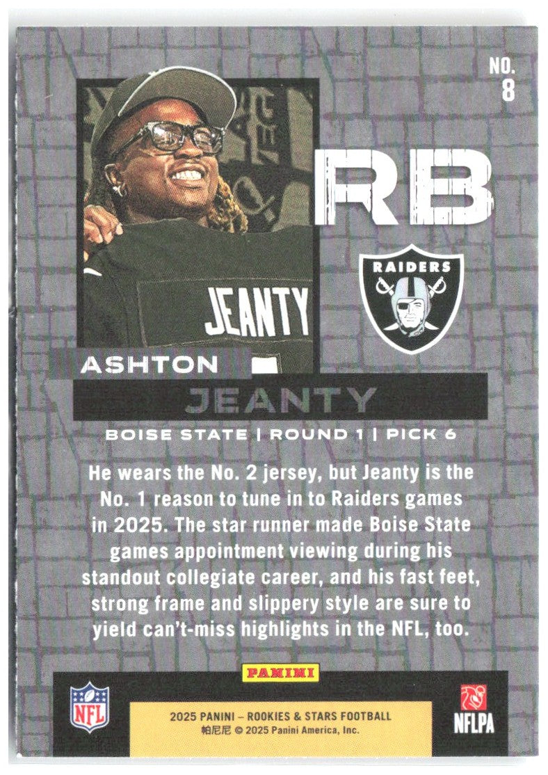 Ashton Jeanty Panini Rookies & Stars - Draft Class 8 2025 Las Vegas Raiders