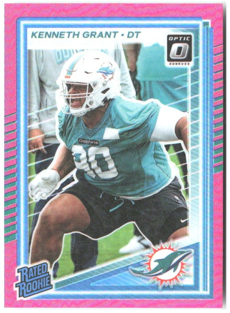 Kenneth Grant Donruss - Optic Rated Rookies Preview Pink 370 2025 Miami Dolphins