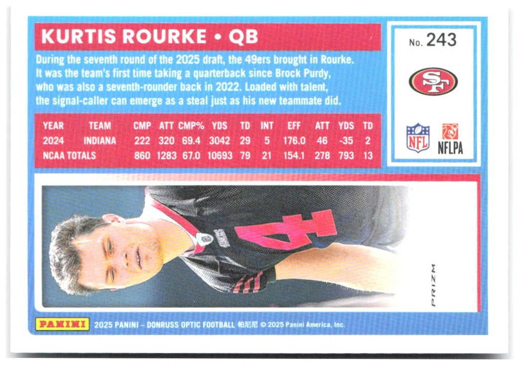 Kurtis Rourke Donruss Optic - Purple Shock 243 2025 San Francisco 49ers
