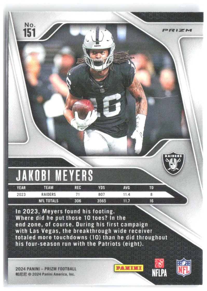 Jakobi Meyers Panini Prizm - Red White and Blue 151 2024 Las Vegas Raiders