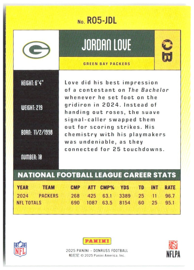 Jordan Love Donruss - Retro 2005 R05-JDL 2025 Green Bay Packers