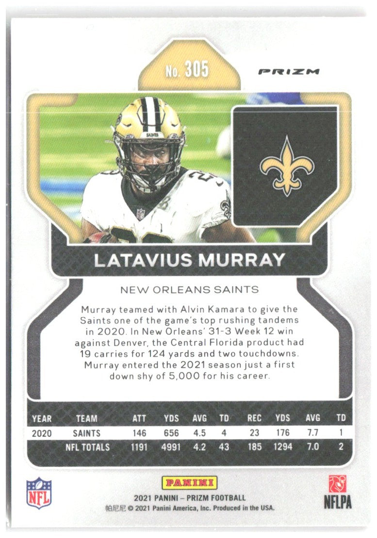 Latavius Murray Panini Prizm - Lazer 305 2021 New Orleans Saints