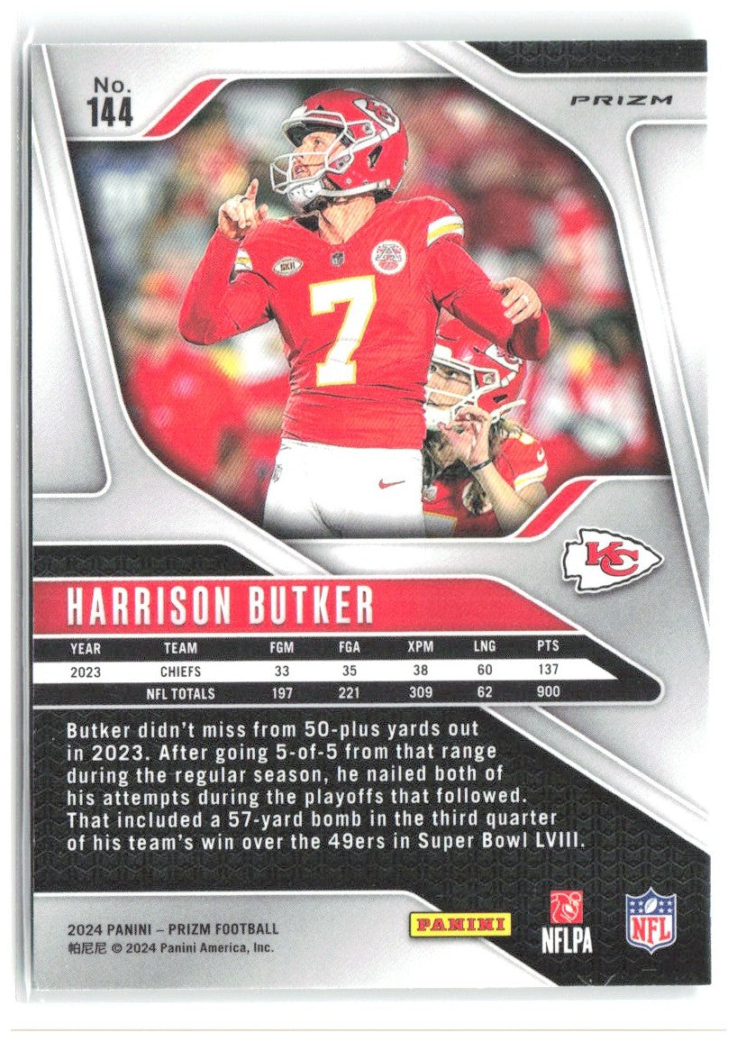 Harrison Butker Panini Prizm - Green 144 2024 Kansas City Chiefs