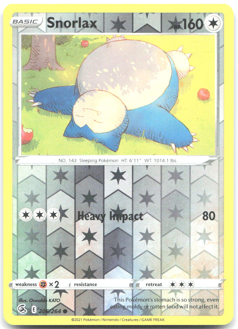 Snorlax Reverse Holo Common SWSH08 Fusion Strike 206/264 NM Oswaldo KATO