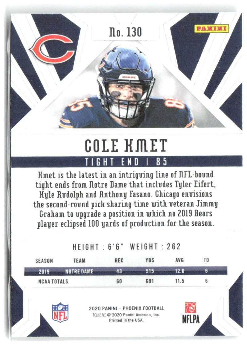 Cole Kmet Panini Phoenix - Fire Burst 130 2020 Chicago Bears