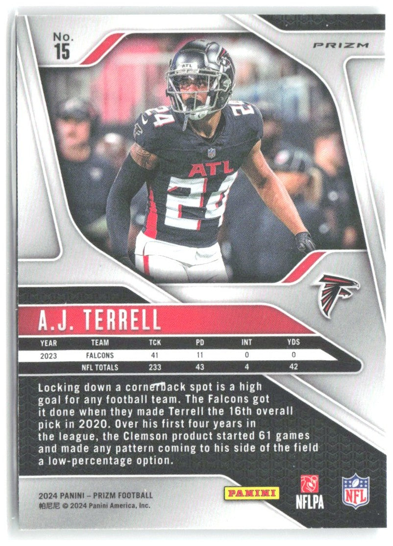 A.J. Terrell Panini Prizm - Green 15 2024 Atlanta Falcons