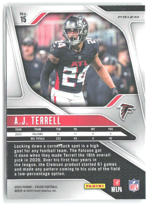 A.J. Terrell Panini Prizm - Green 15 2024 Atlanta Falcons