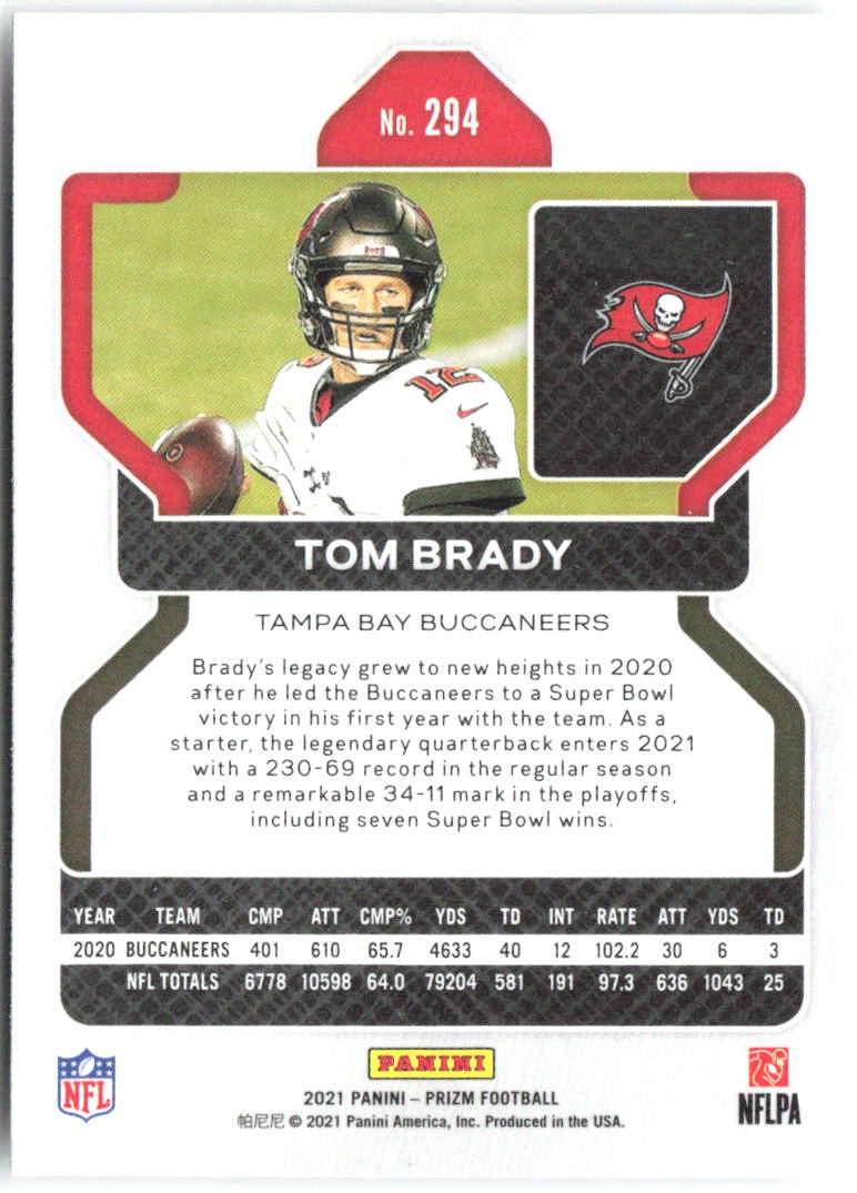 Tom Brady Base Panini Prizm 294 NM
