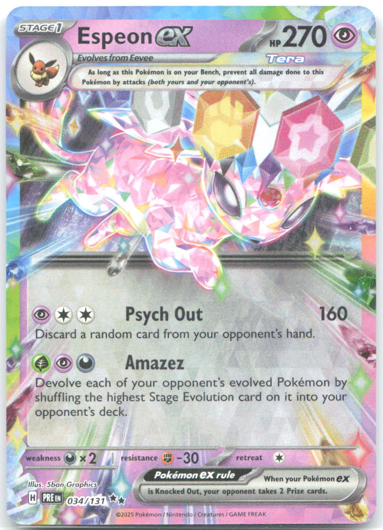 Espeon ex Holo Double Rare SV: Prismatic Evolutions 034/131 NM 5ban Graphics