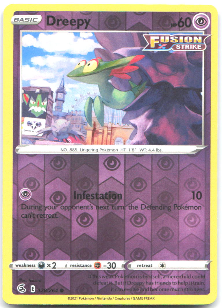 Dreepy Reverse Holo Common SWSH08 Fusion Strike 128/264 NM teeziro