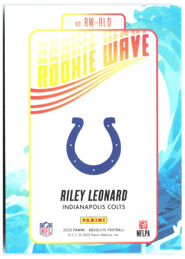 Riley Leonard Panini Absolute - Rookie Wave RW-RLD 2025 Indianapolis Colts