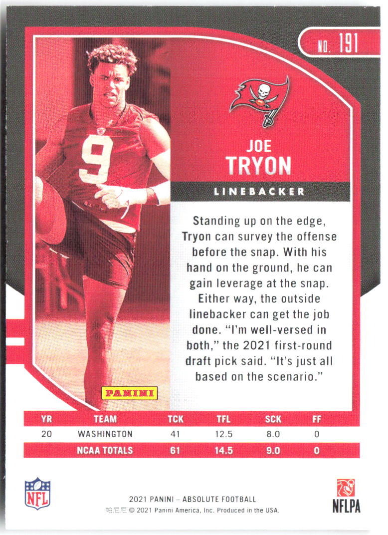 Joe Tryon Panini Absolute - Retail 191 2021 Tampa Bay Buccaneers RC