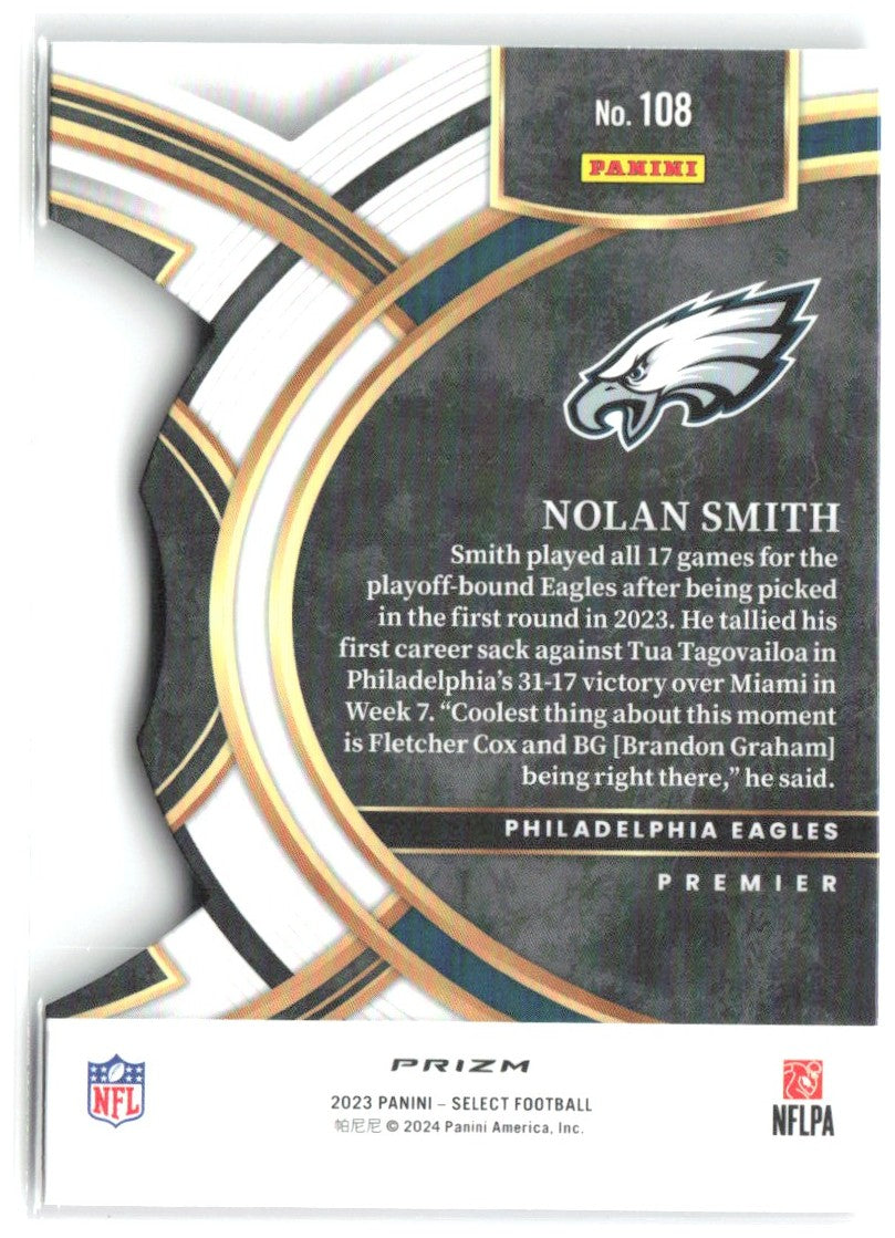 Nolan Smith Select - Black and Red Prizms Die Cuts 108 2023 Philadelphia Eagles