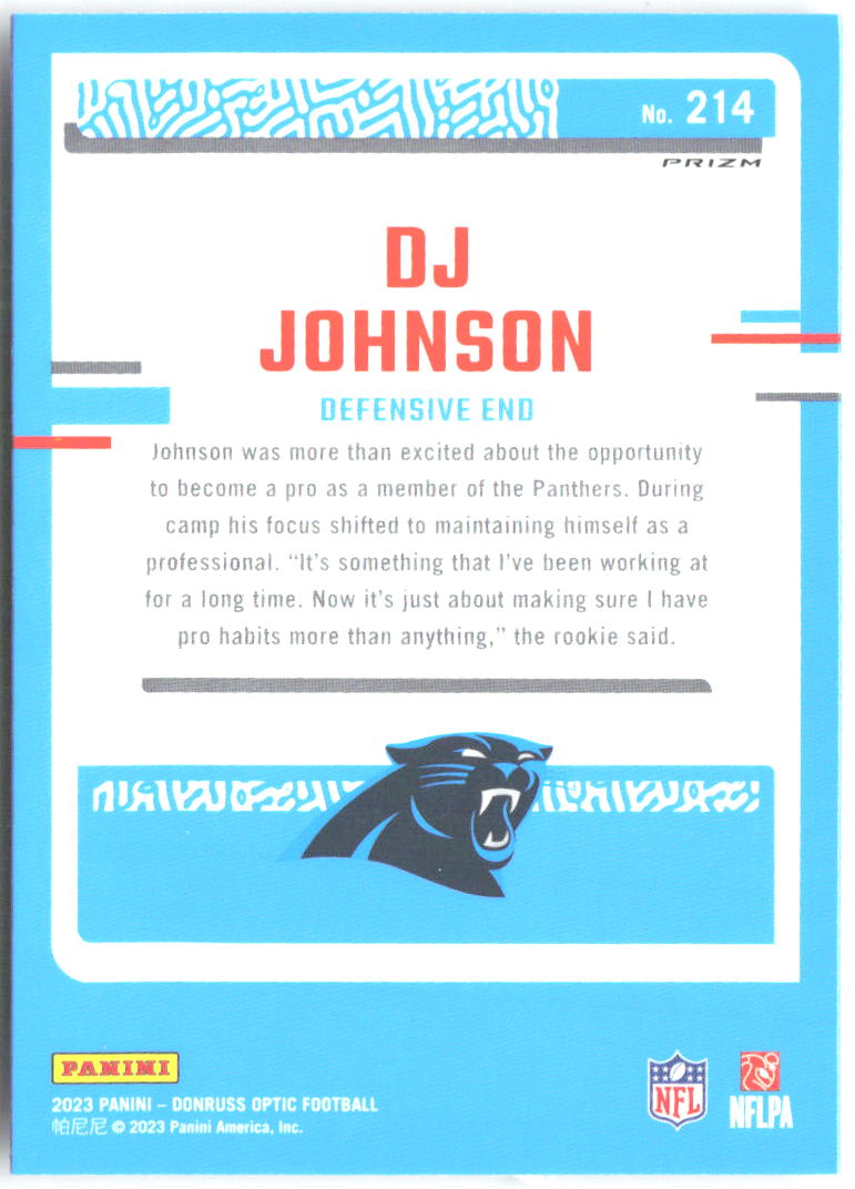 DJ Johnson Donruss Optic - Holo 214 2023 Carolina Panthers