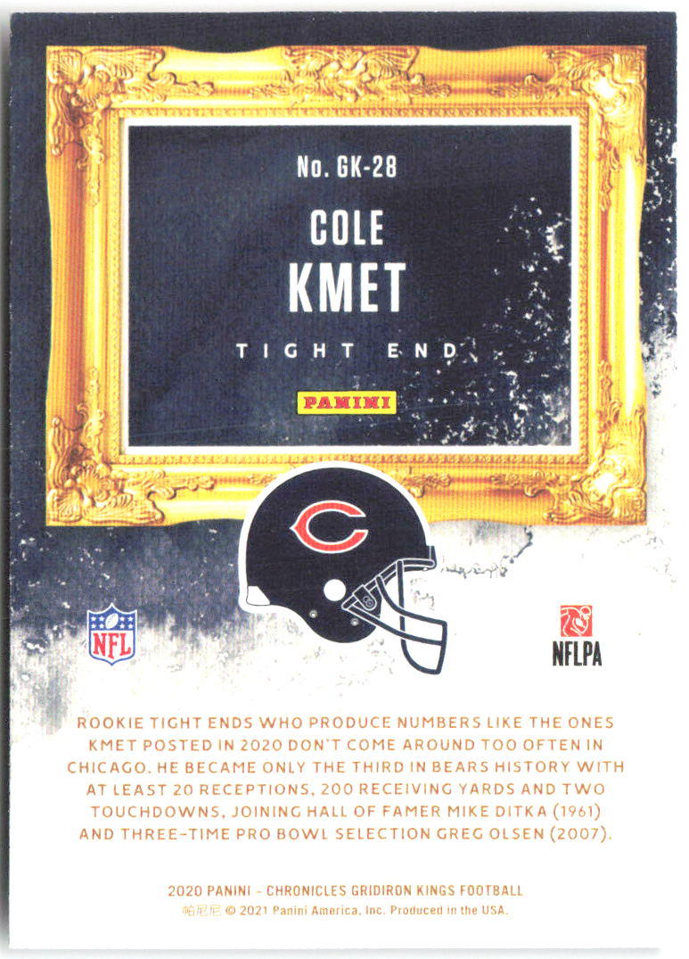 Cole Kmet Panini Chronicles - Gridiron Kings GK-28 2020 Chicago Bears